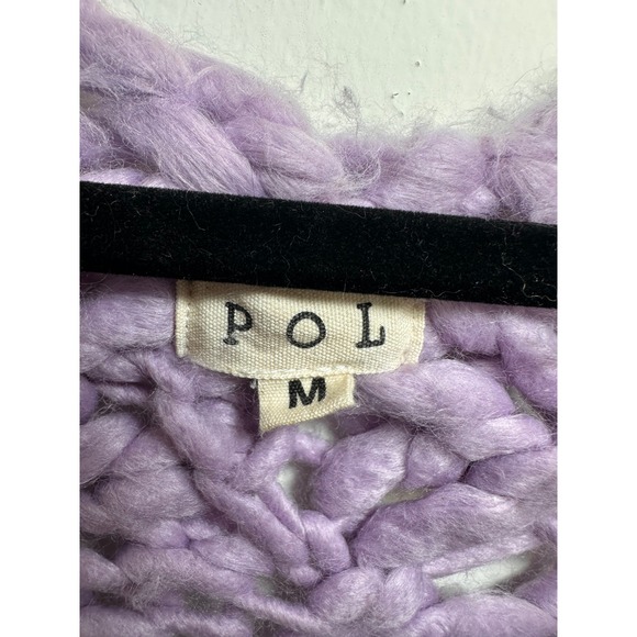 POL Purple Oversized Distressed V Neck Chunky Knit Sweater Women's Size M - Picture 2 of 3
